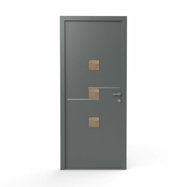 ELIOTT - Décor pour porte d'entrée - Alu inox et bois