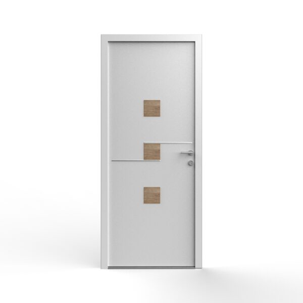 ELIOTT - Décor pour porte d'entrée - Alu inox et bois