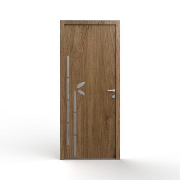 BAMBOO- Décor alu inox - Décoration porte nature - Deco bambou